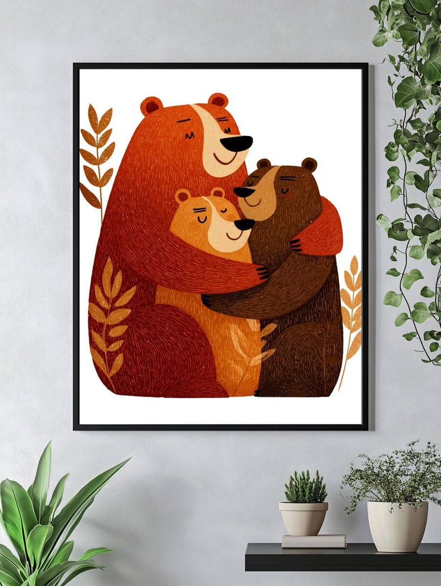 Bear Family Illustration Poster. — room view 4