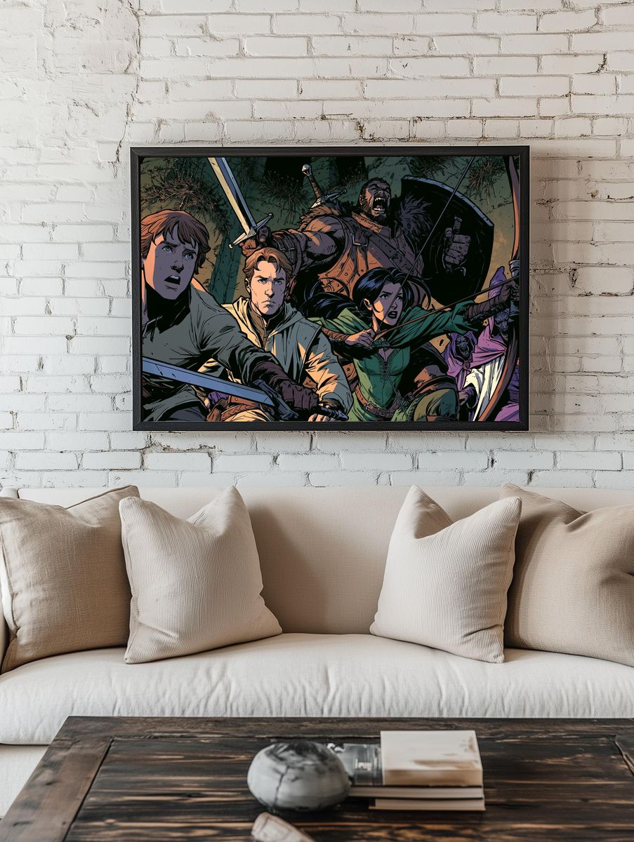Fantasy Archer Battle Illustration Poster. — room view 1