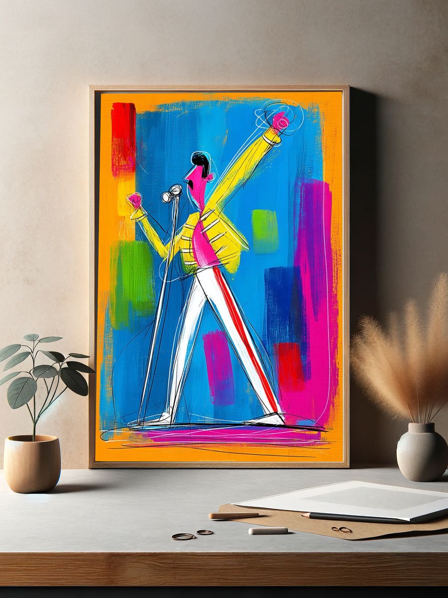 Jazz Trumpeter Colorful Poster. — room view 2