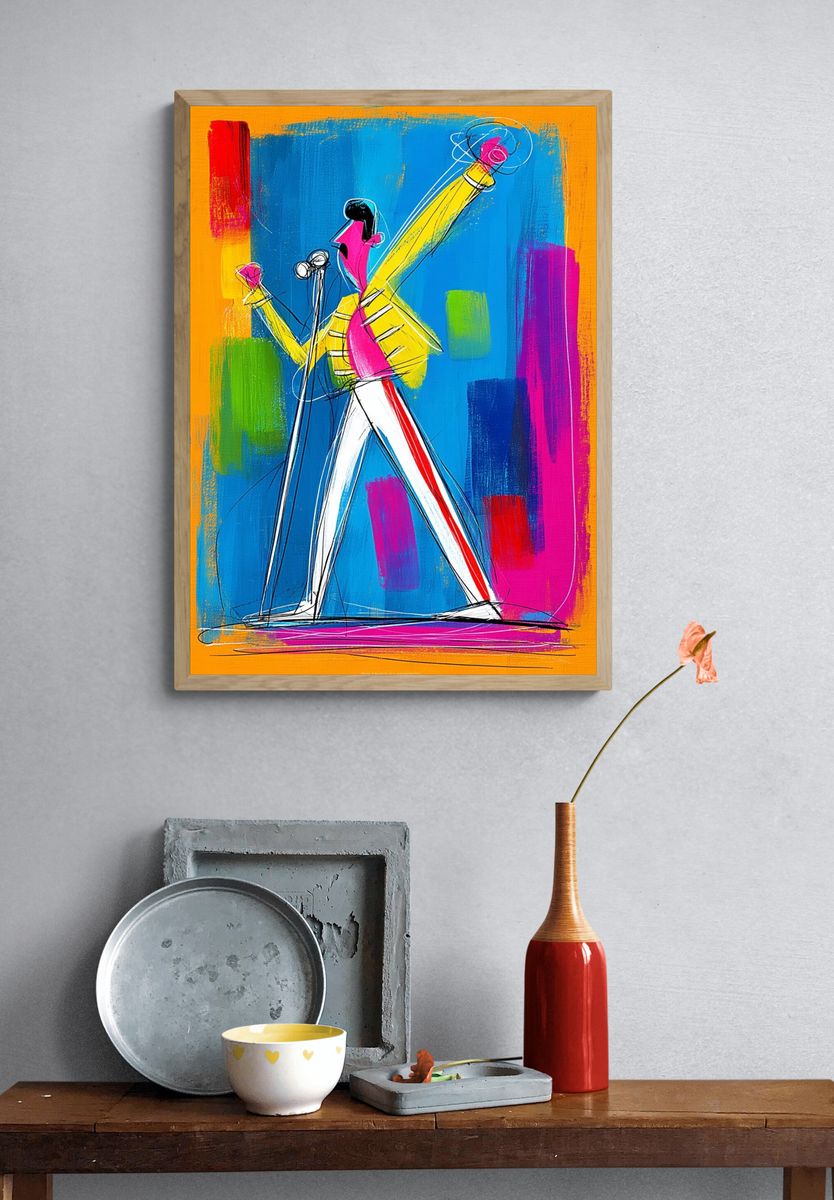 Jazz Trumpeter Colorful Poster. — room view 3