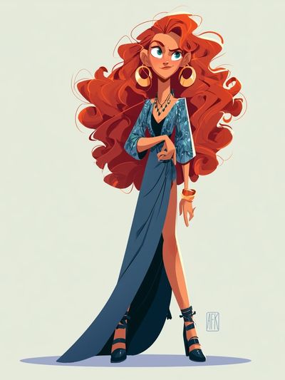 Fiery Red-Haired Fashion Illustration Poster.