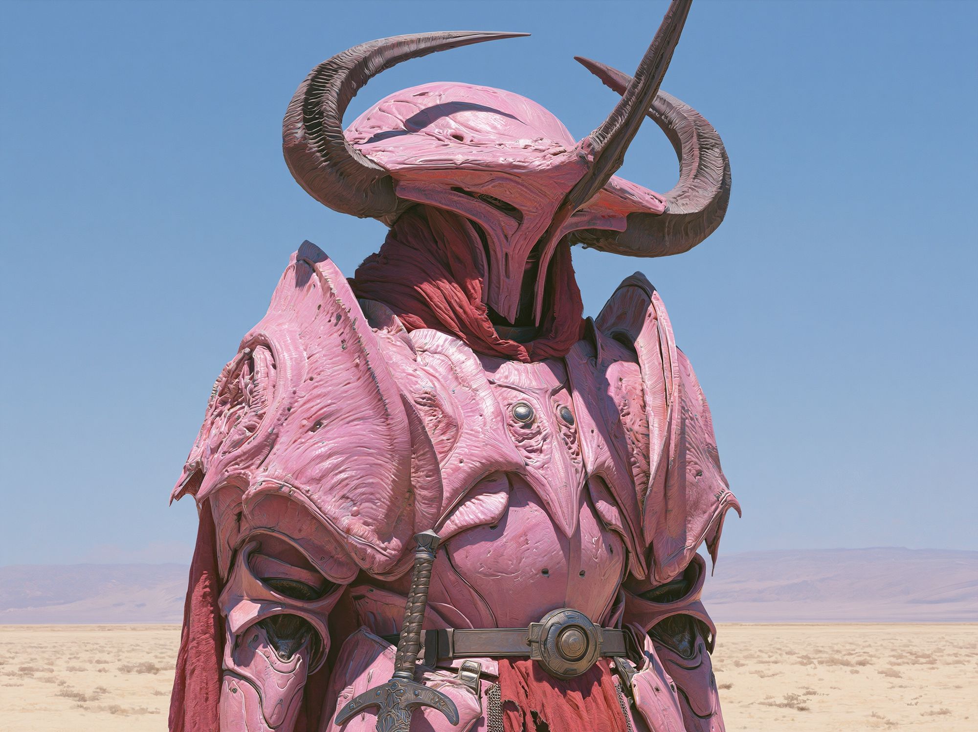 Pink Horned Warrior — Fantasy Print. poster — illustration art