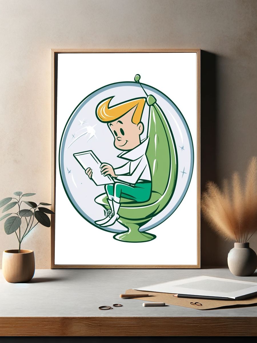 Retro Space Boy Illustration Poster. — room view 2