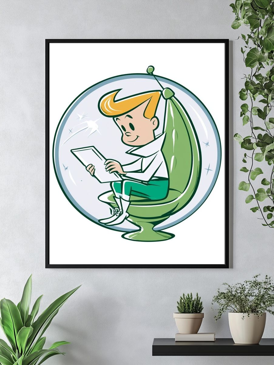 Retro Space Boy Illustration Poster. — room view 4