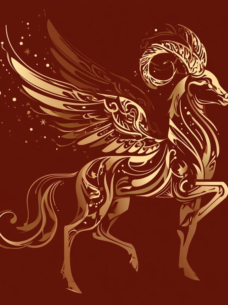 Winged Ram Zodiac Illustration Poster. poster — illustration art
