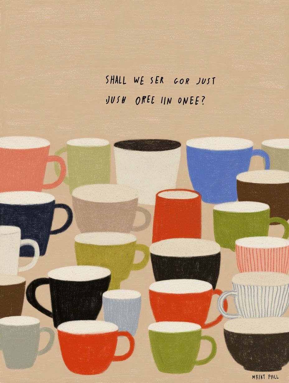 Colorful Coffee Cups Typography Poster. poster detail