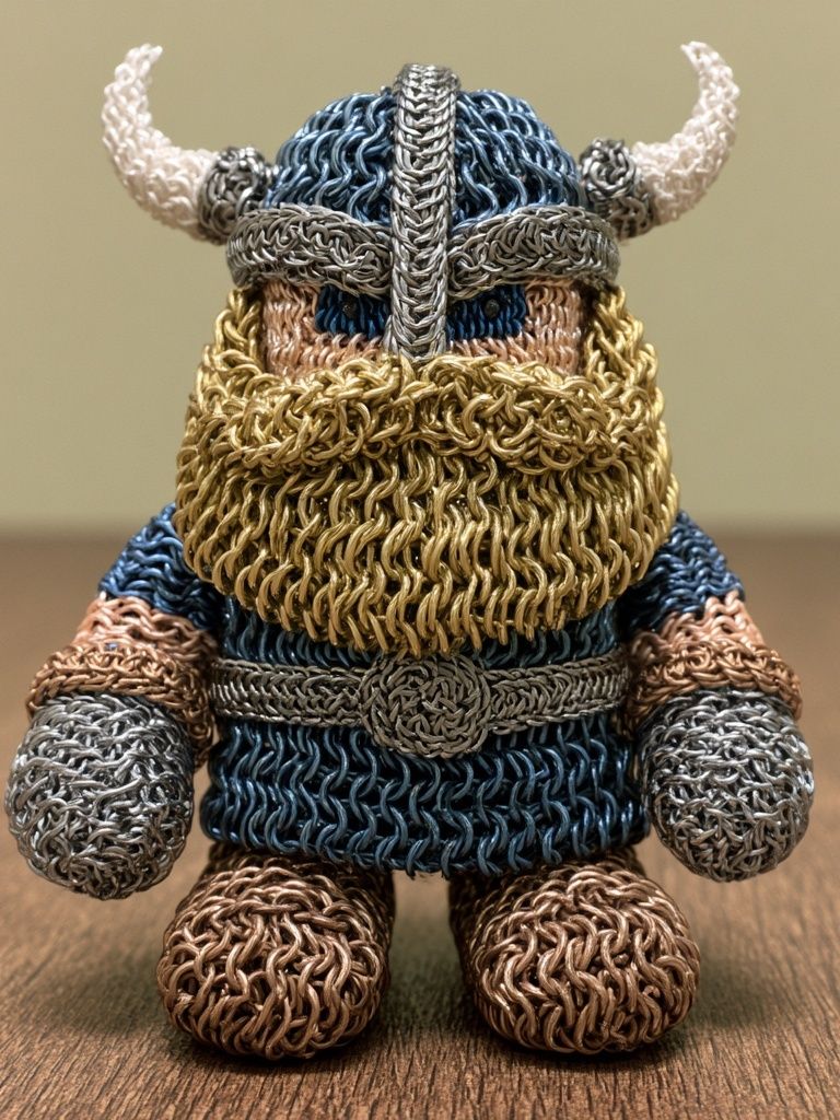 Knitted Viking Figurine Illustration Poster. poster — illustration art