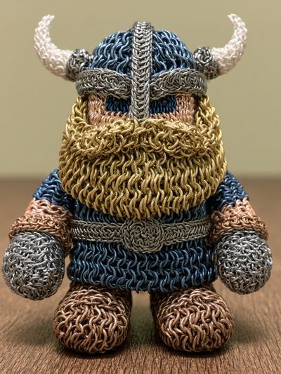 Knitted Viking Figurine Illustration Poster.