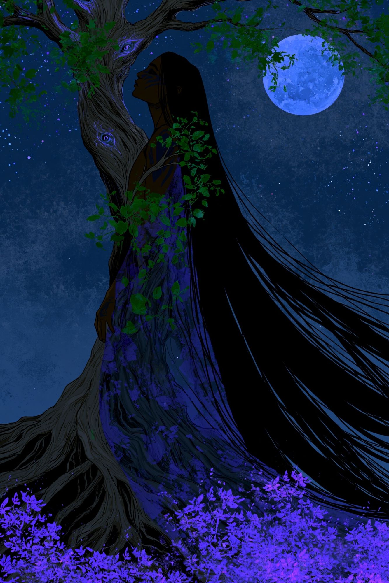 Moonlit Forest Spirit Illustration Poster. poster detail