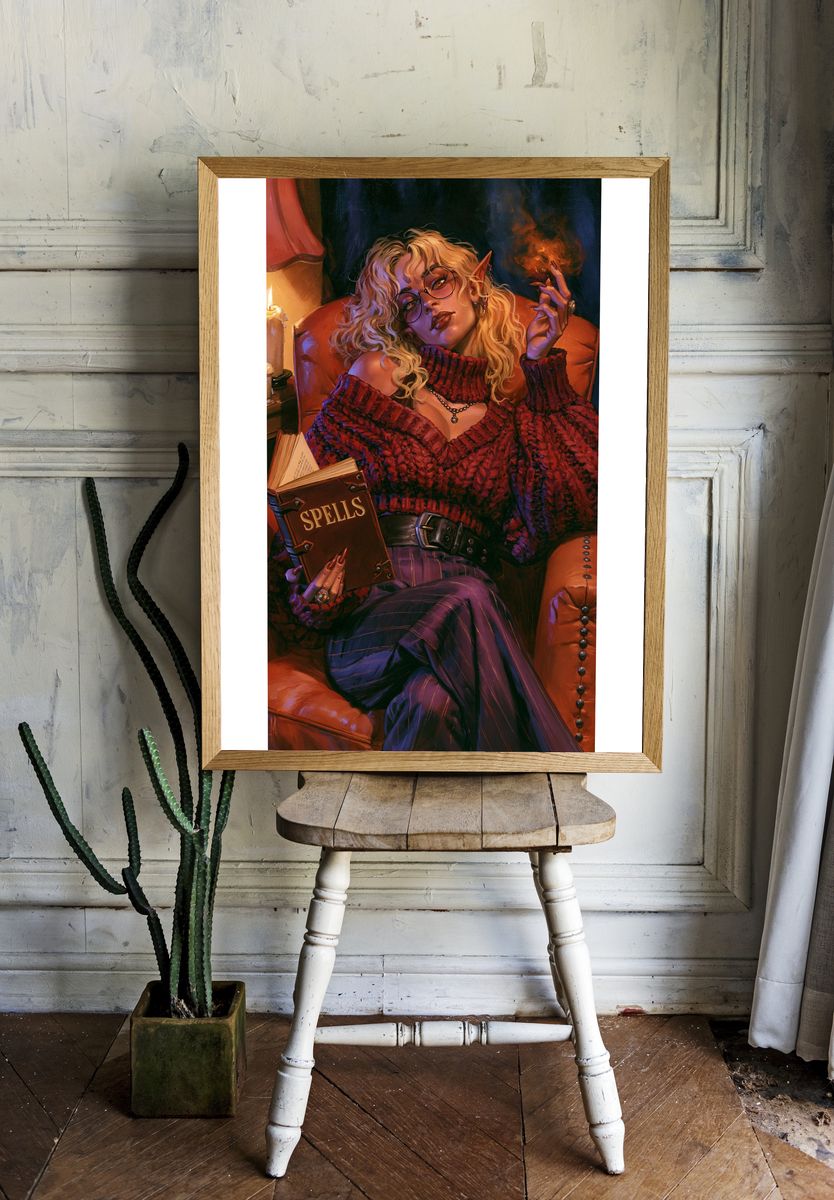 Spellbook Witch Portrait Print. — room view 1