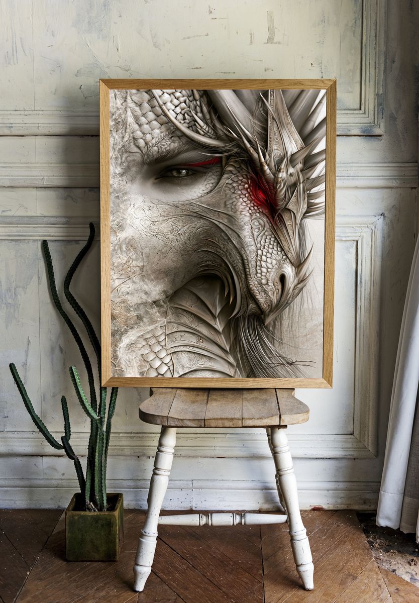 Dragon Eye Surrealism Print. room preview