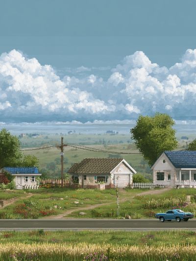 Countryside Roadscape Illustration Poster. poster