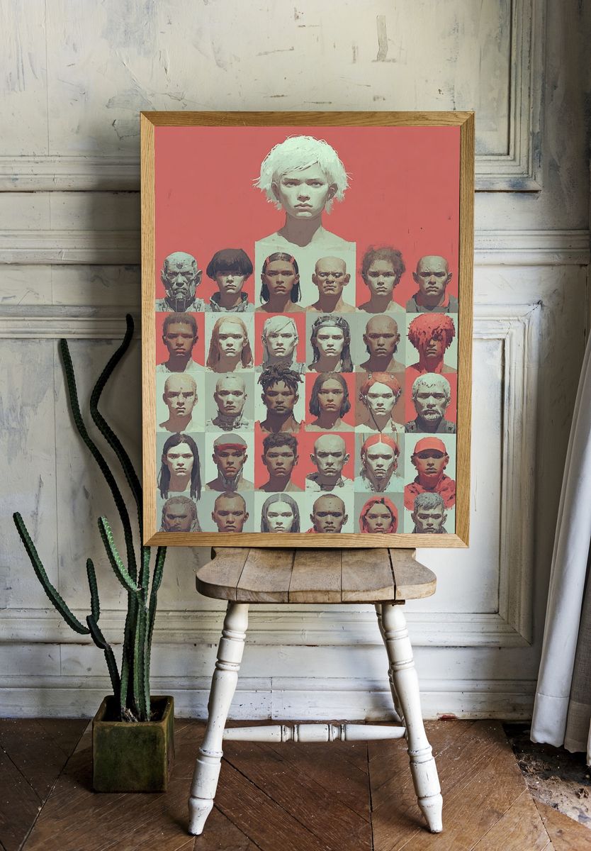 Faces Grid Portrait Poster. room preview