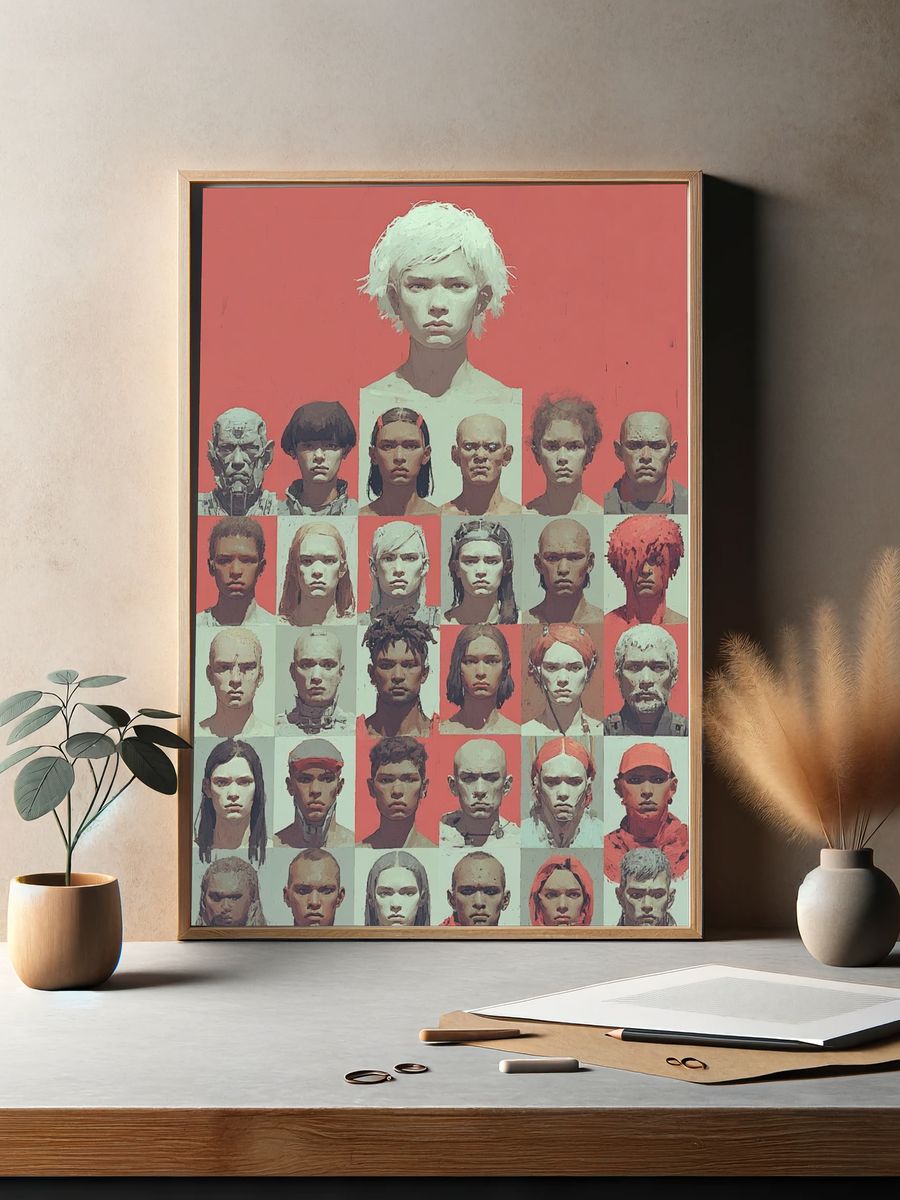 Faces Grid Portrait Poster. — room view 2