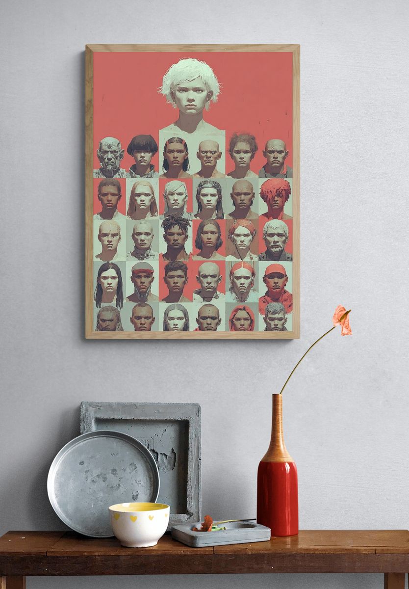 Faces Grid Portrait Poster. — room view 3