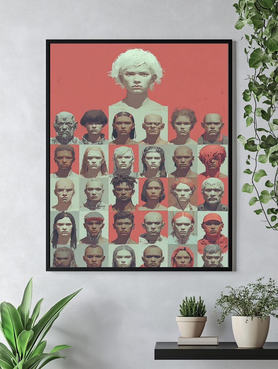 Faces Grid Portrait Poster. — room view 4