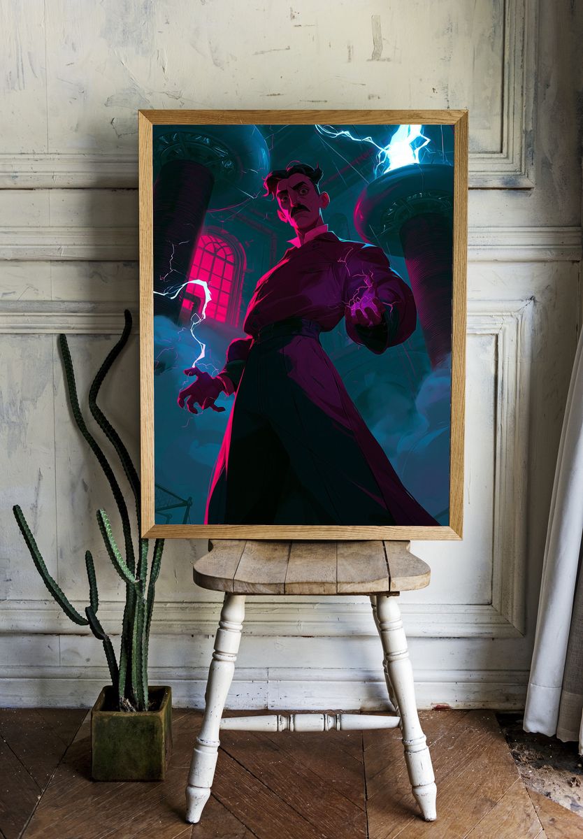 Electric Villain Portrait Poster. room preview