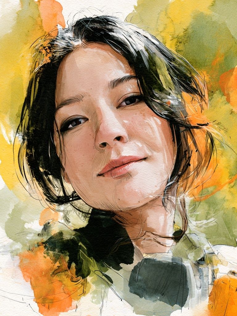 Watercolor Woman Portrait Print. poster detail