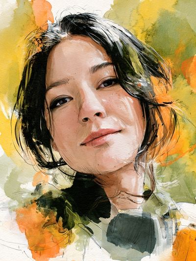 Watercolor Woman Portrait Print.