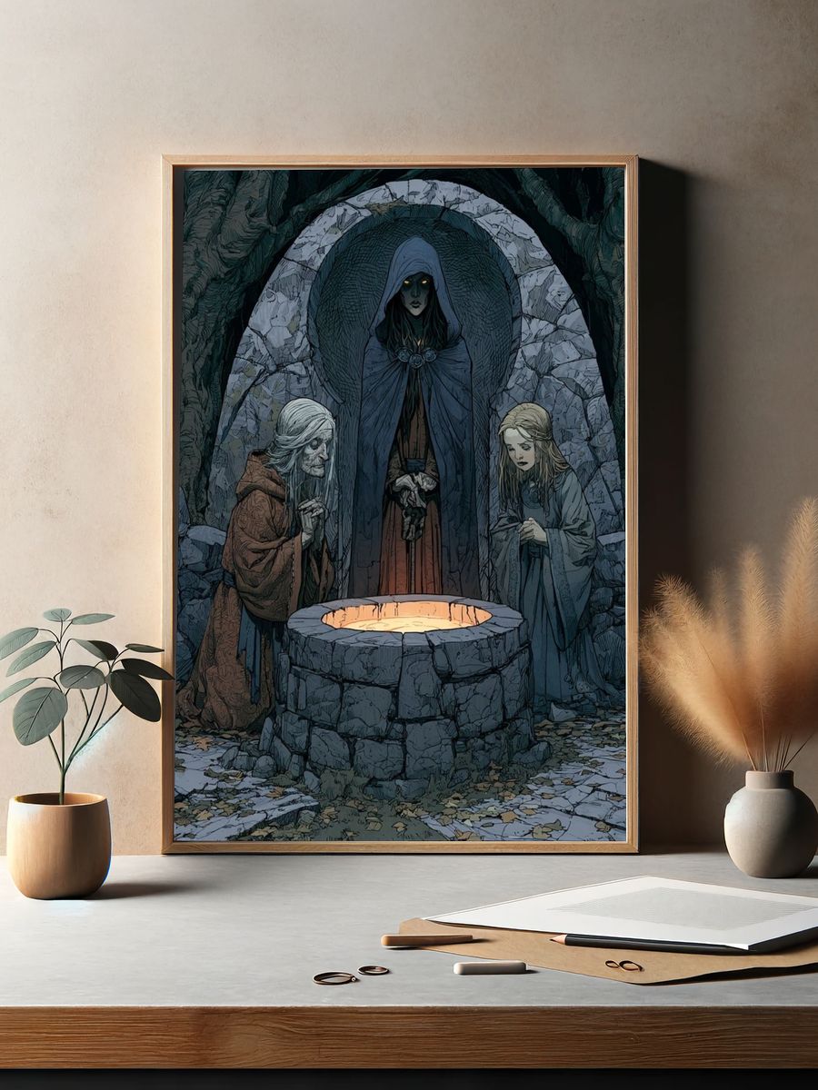 Dark Forest Ritual Illustration Print. — room view 2