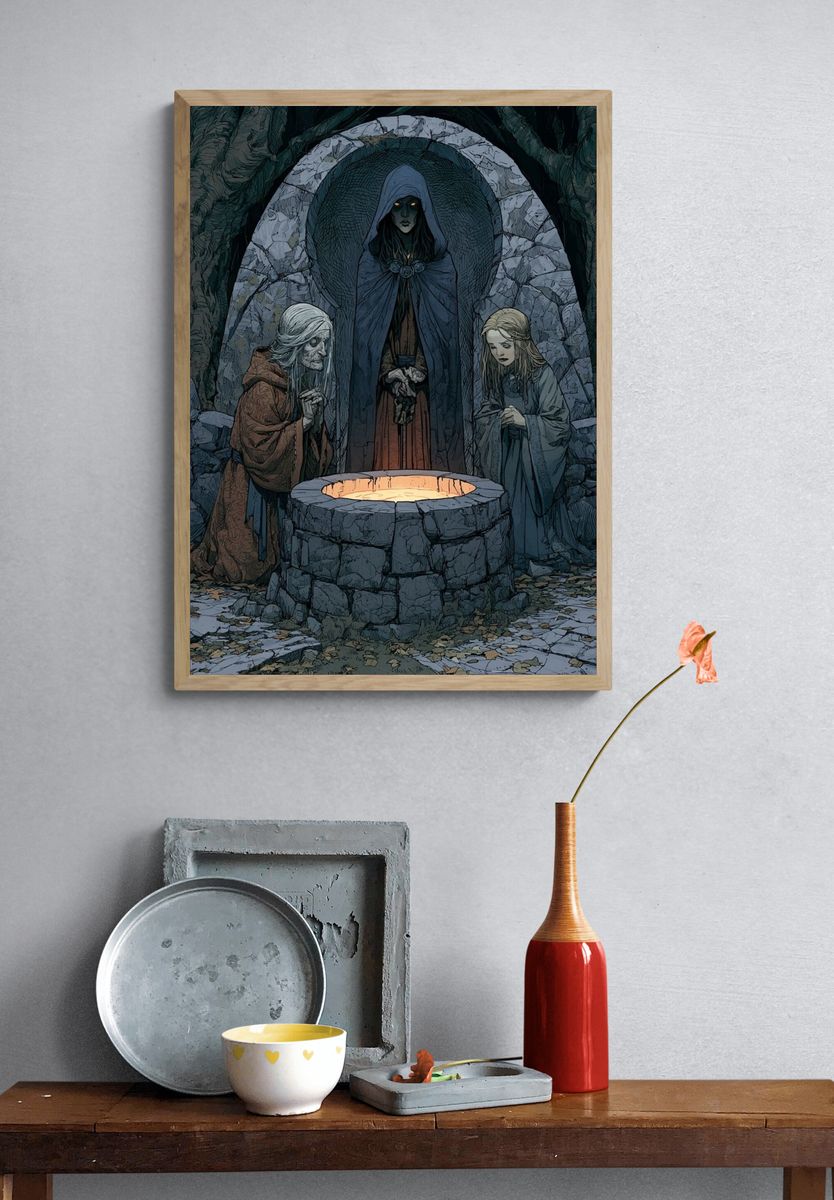 Dark Forest Ritual Illustration Print. — room view 3