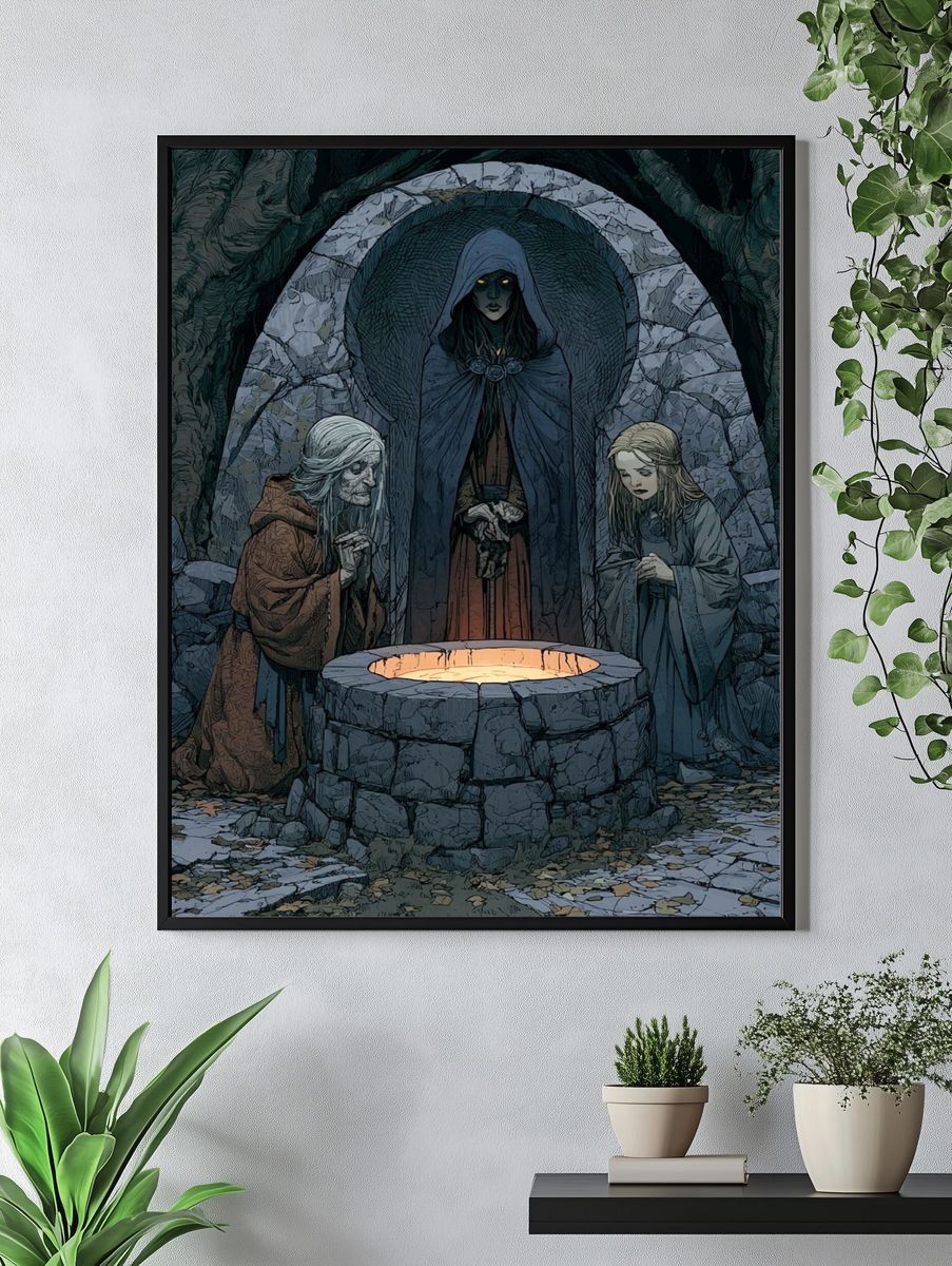 Dark Forest Ritual Illustration Print. — room view 4