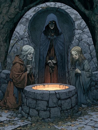 Dark Forest Ritual Illustration Print. poster