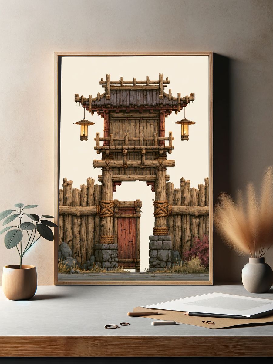 Samurai Gate Digital Art Print. — room view 2