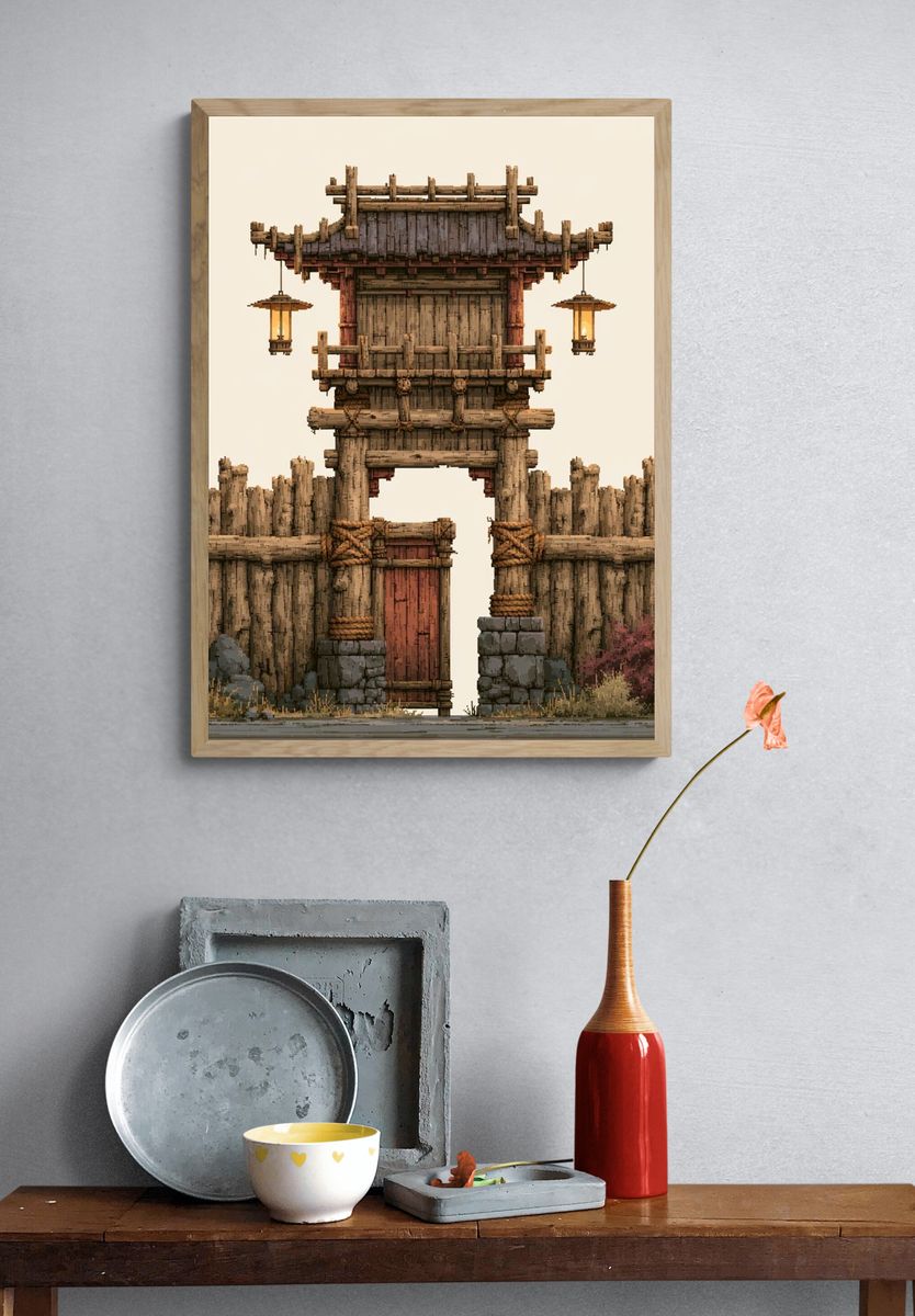 Samurai Gate Digital Art Print. — room view 3