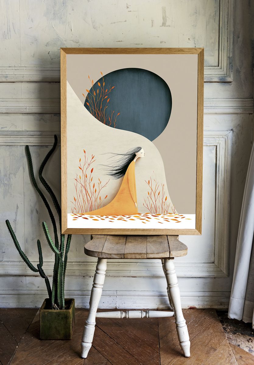 Autumn Woman Illustration Poster. room preview