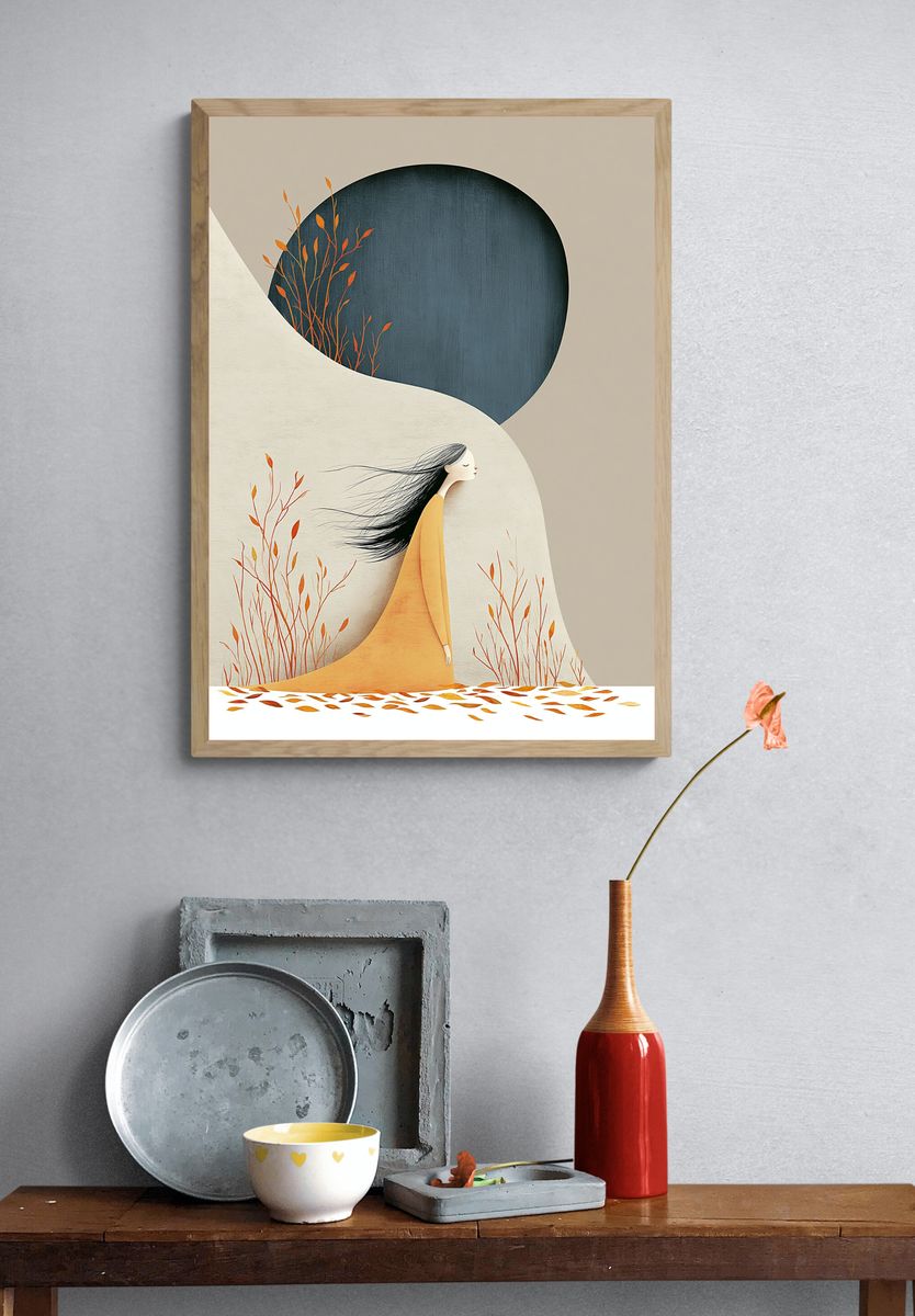 Autumn Woman Illustration Poster. — room view 3