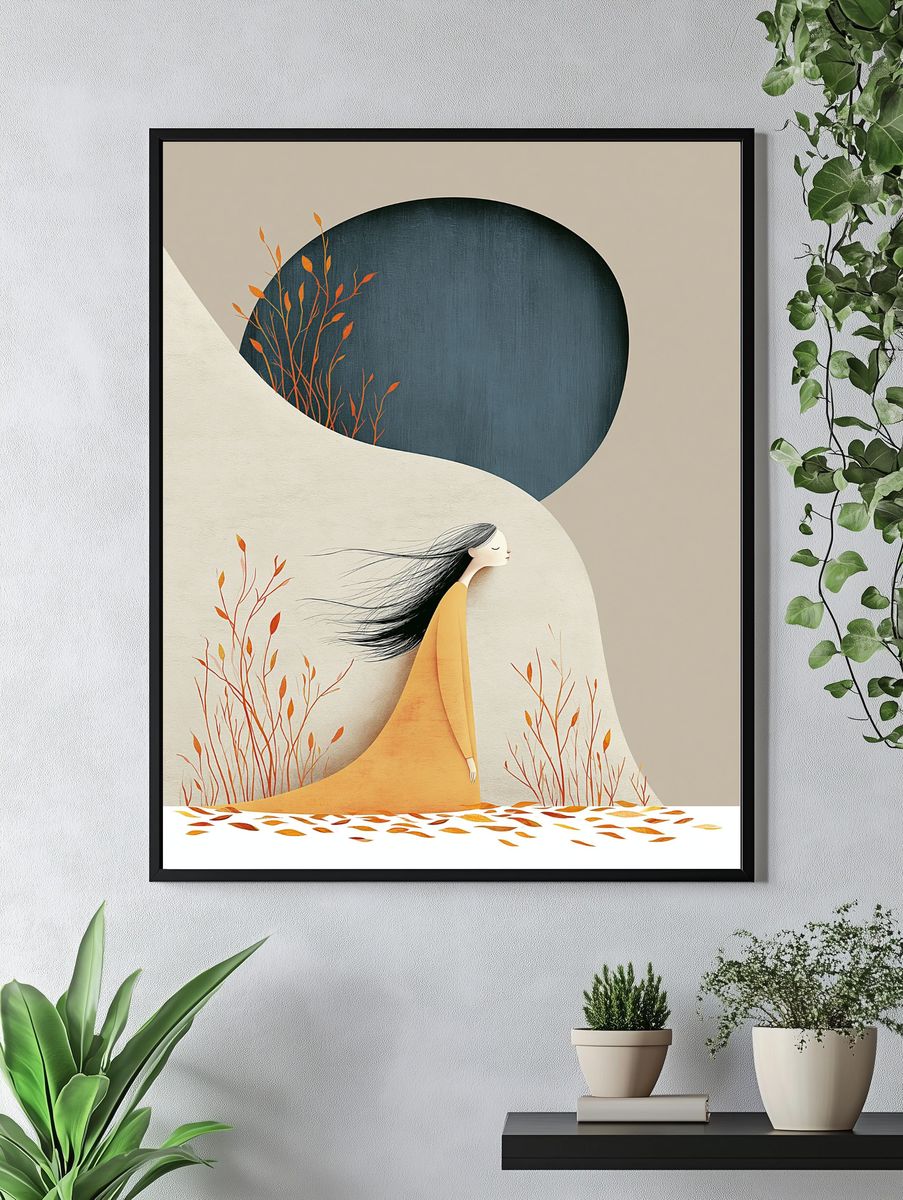 Autumn Woman Illustration Poster. — room view 4