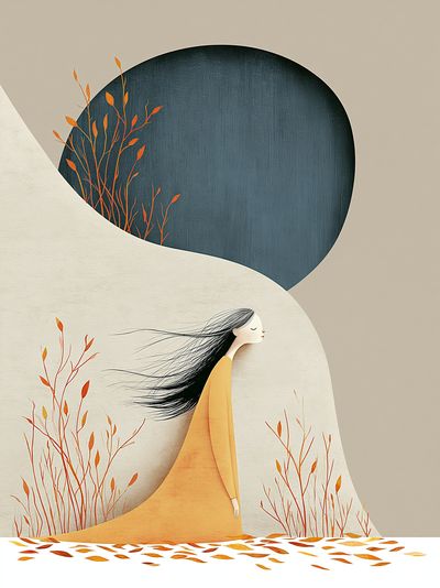 Autumn Woman Illustration Poster.