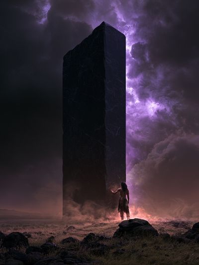 Mystic Monolith Surrealism Poster.
