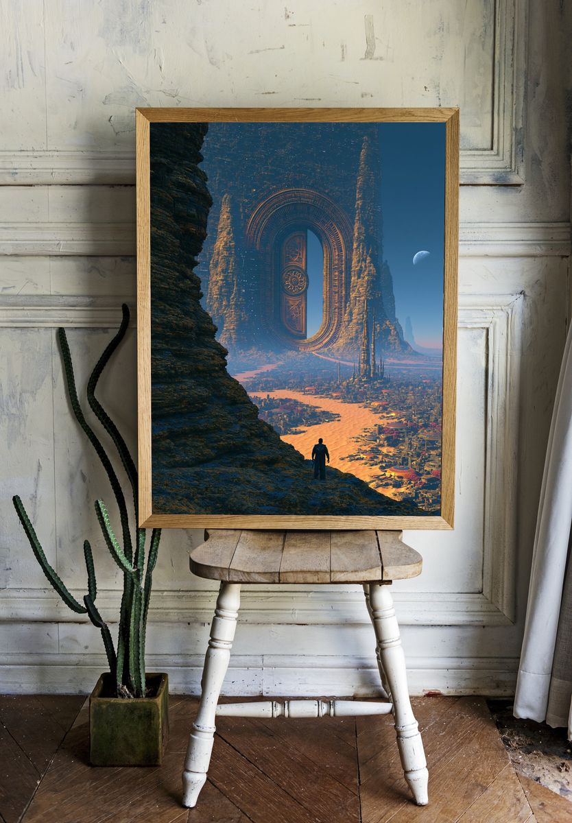 Sci-Fi Desert Portal Print. room preview