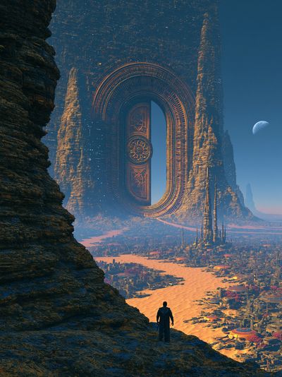 Sci-Fi Desert Portal Print. poster