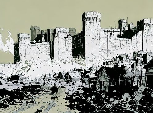 Castle Ruins Illustration Poster. poster — illustration art