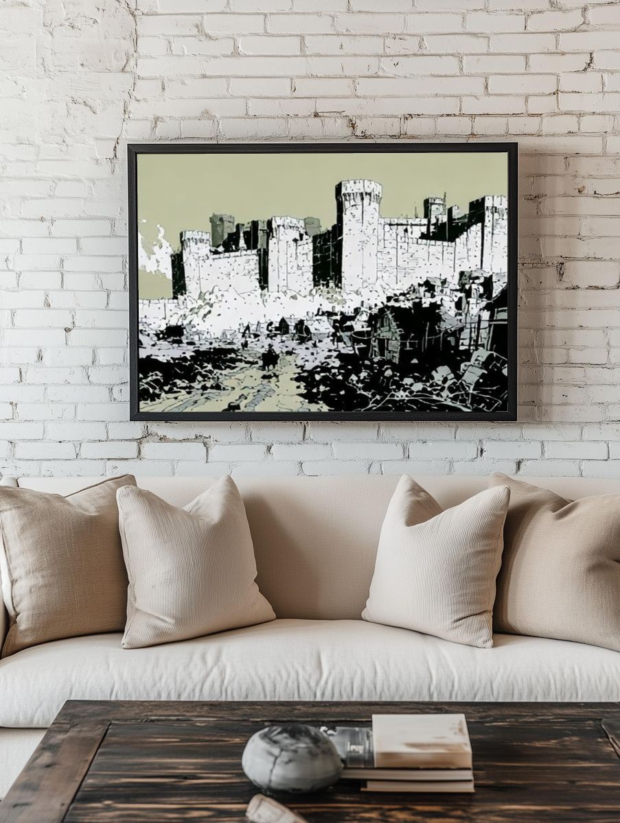 Castle Ruins Illustration Poster. — room view 1