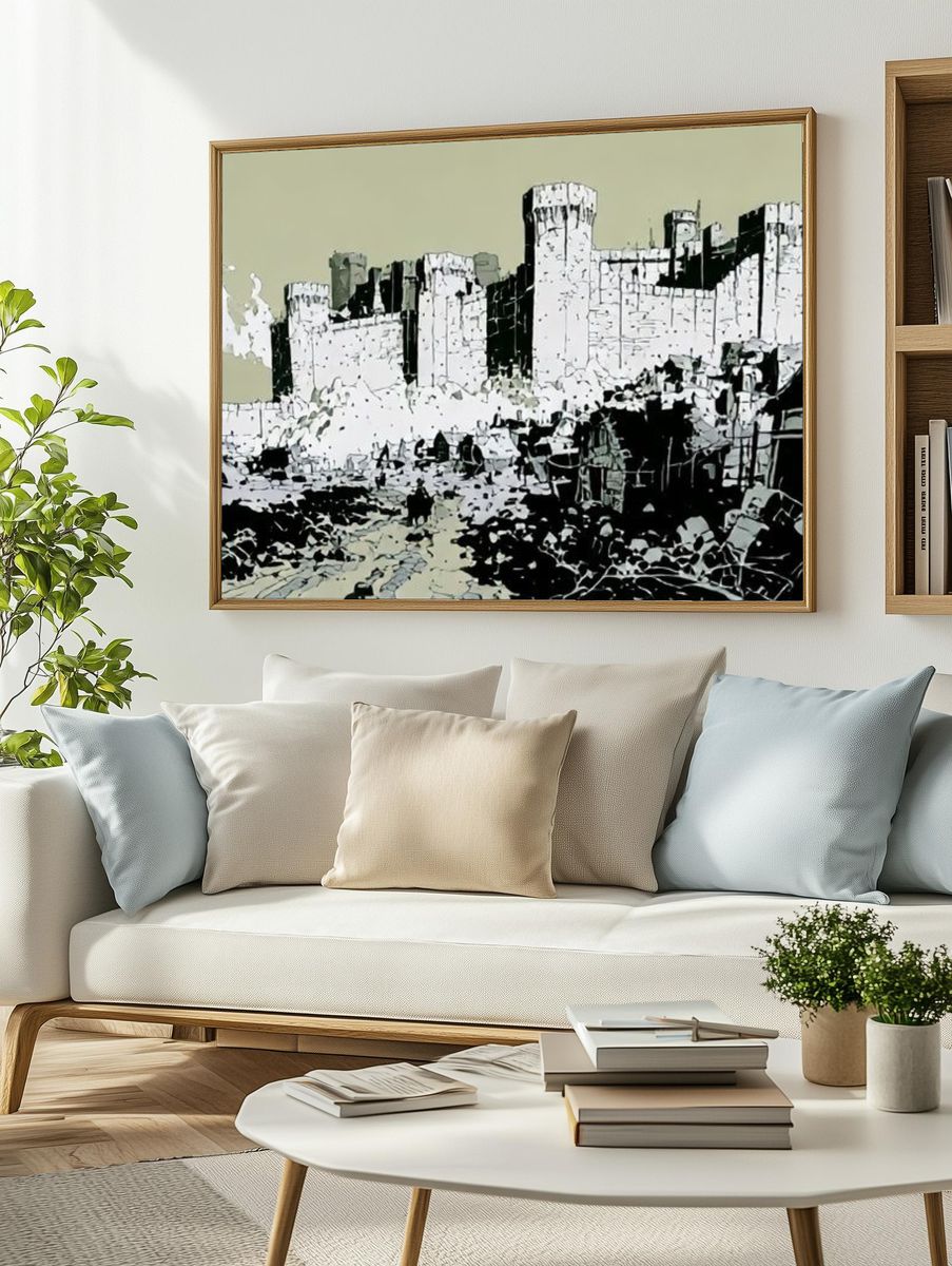 Castle Ruins Illustration Poster. — room view 2