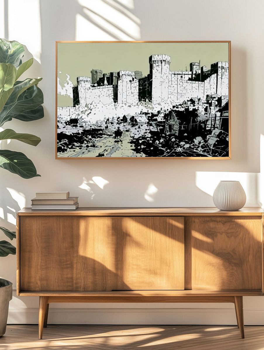 Castle Ruins Illustration Poster. — room view 3