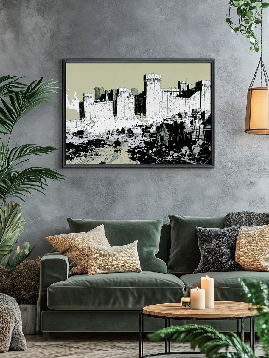 Castle Ruins Illustration Poster. — room view 4