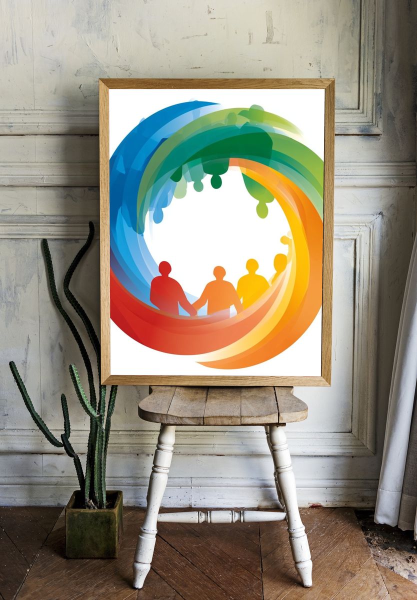Rainbow Unity Abstract Poster. — room view 1