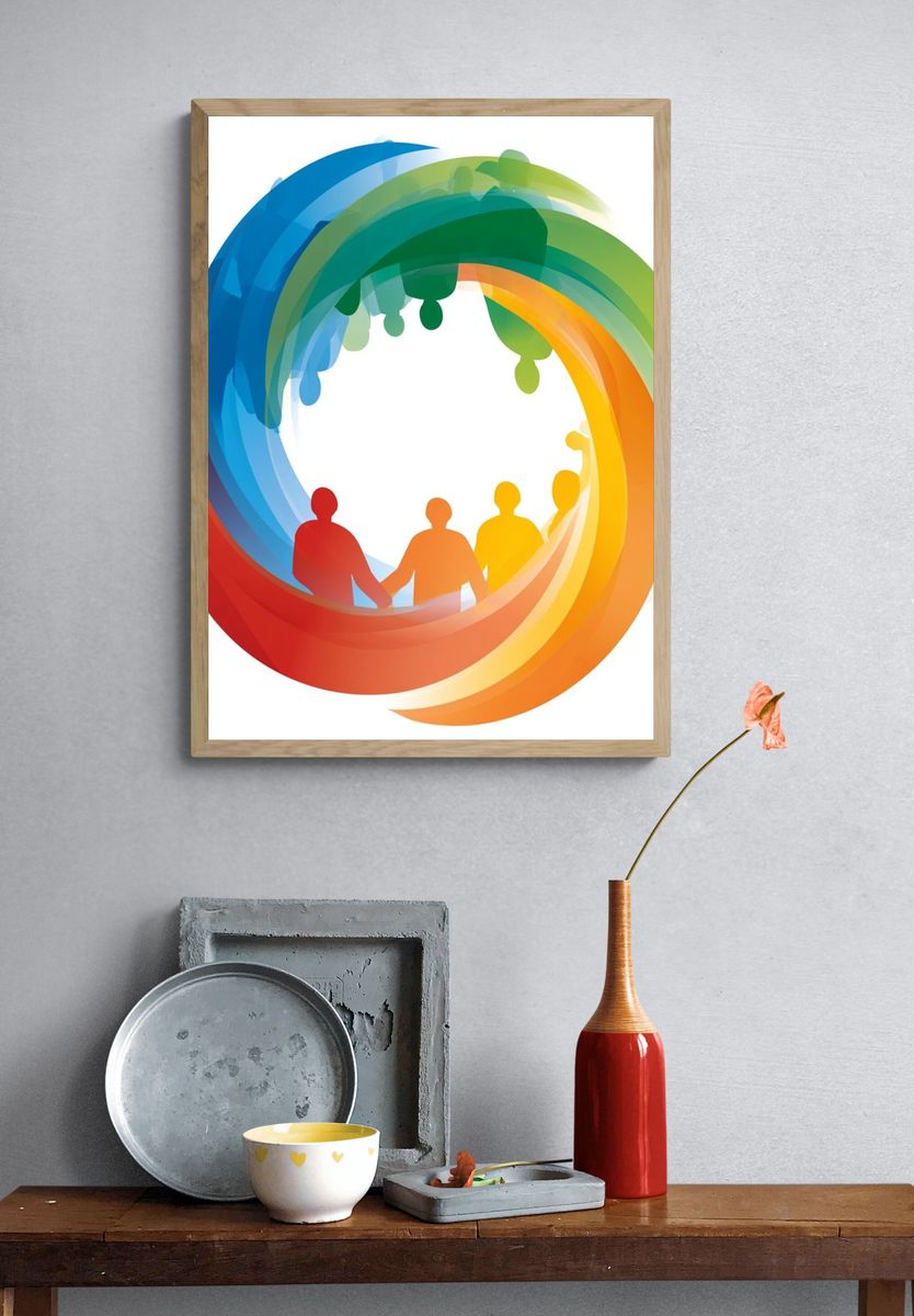 Rainbow Unity Abstract Poster. — room view 3
