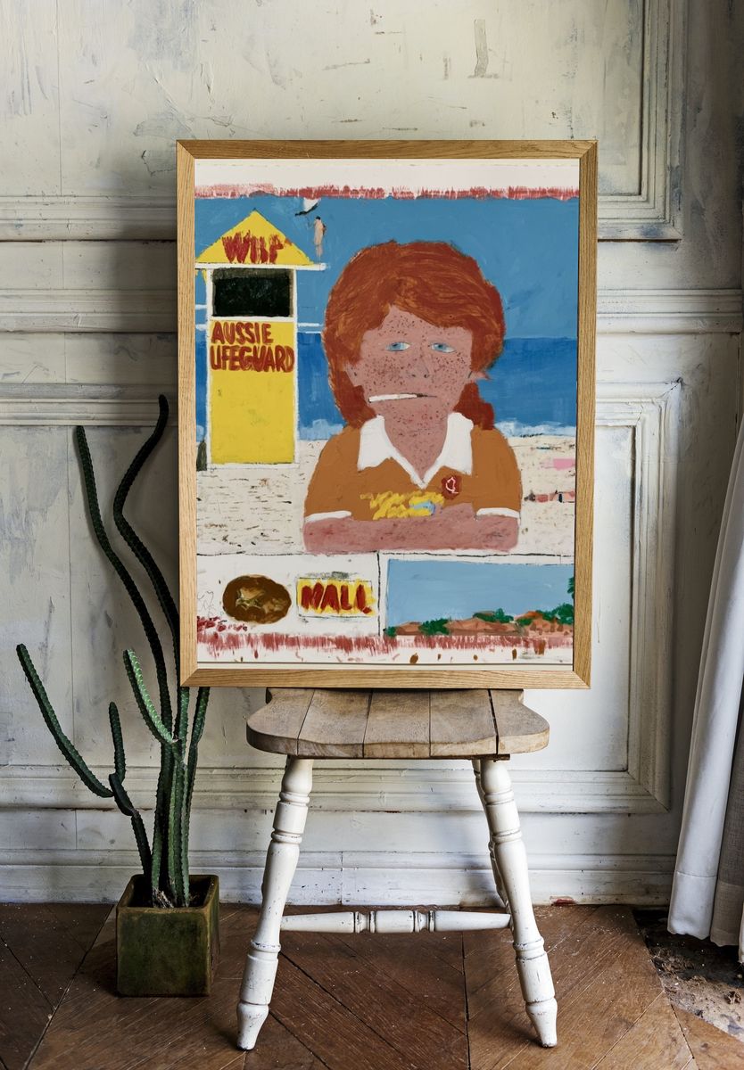 Aussie Lifeguard Beach Illustration Poster. room preview