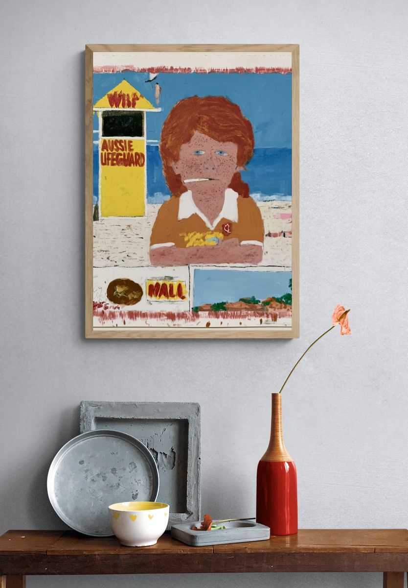 Aussie Lifeguard Beach Illustration Poster. — room view 3