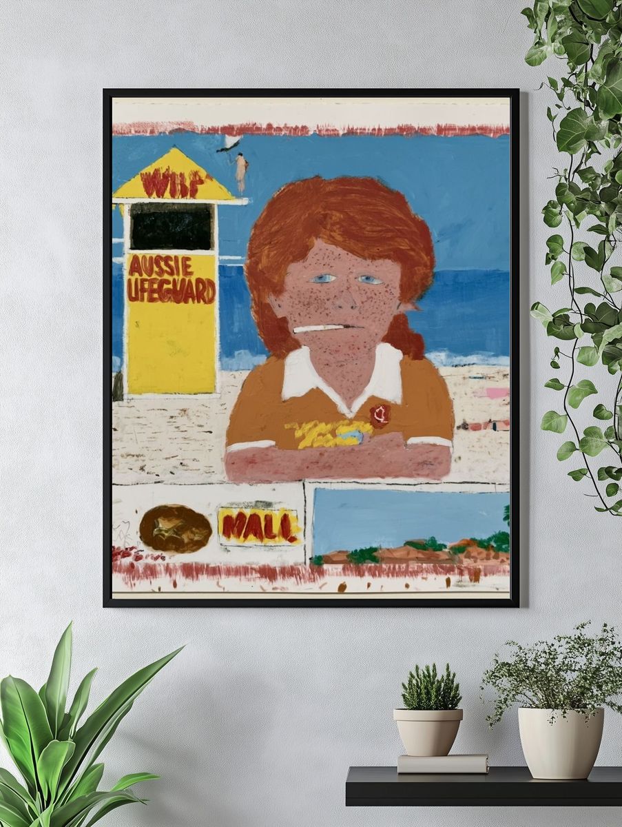 Aussie Lifeguard Beach Illustration Poster. — room view 4