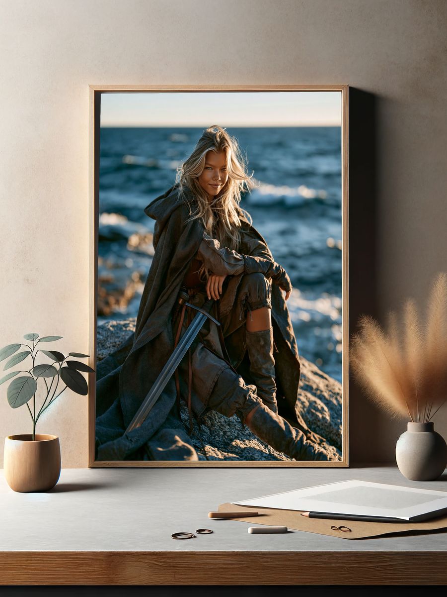 Fantasy Warrior Portrait Poster. — room view 2