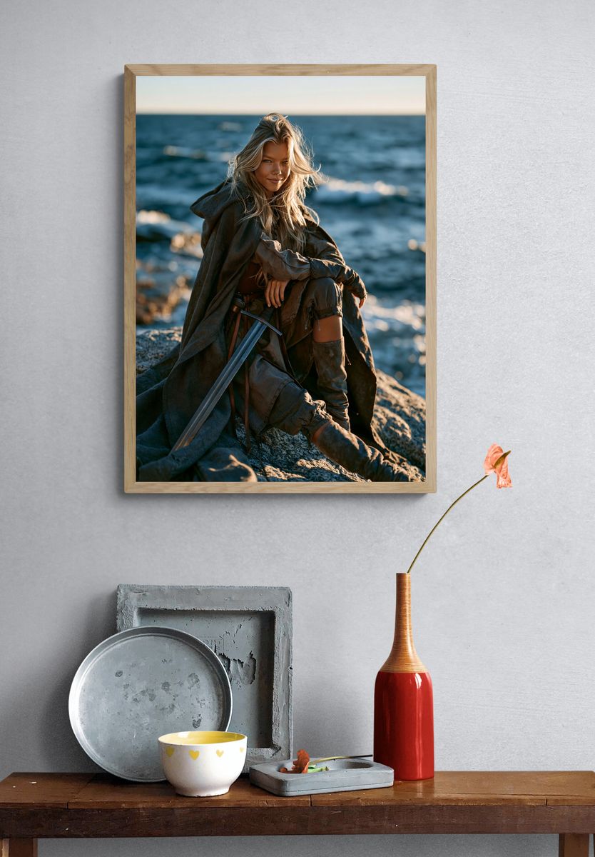 Fantasy Warrior Portrait Poster. — room view 3