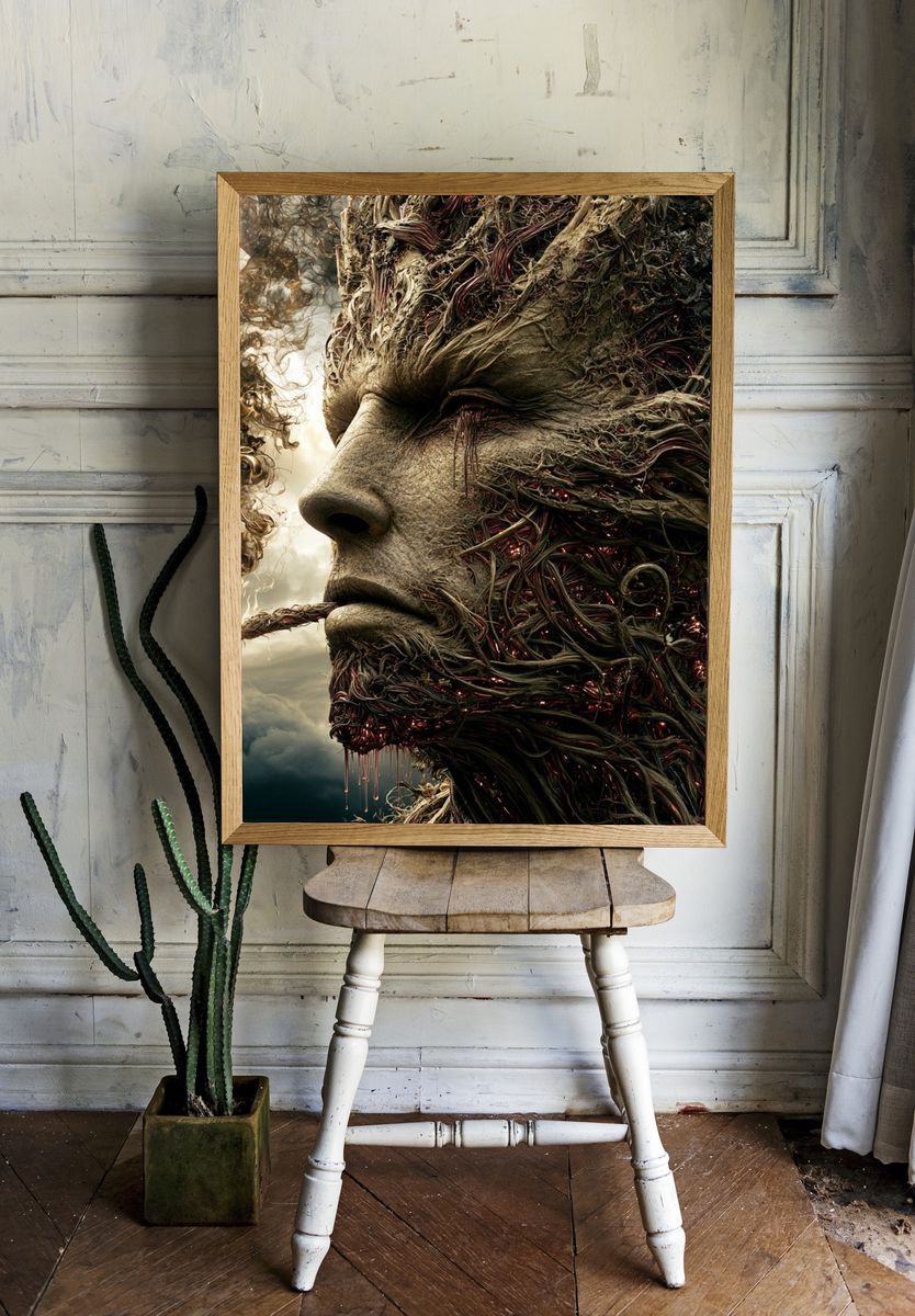 Surreal Stone Face Print. — room view 1