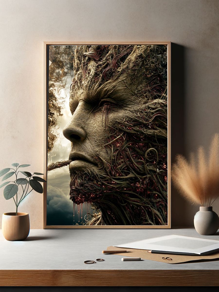 Surreal Stone Face Print. — room view 2